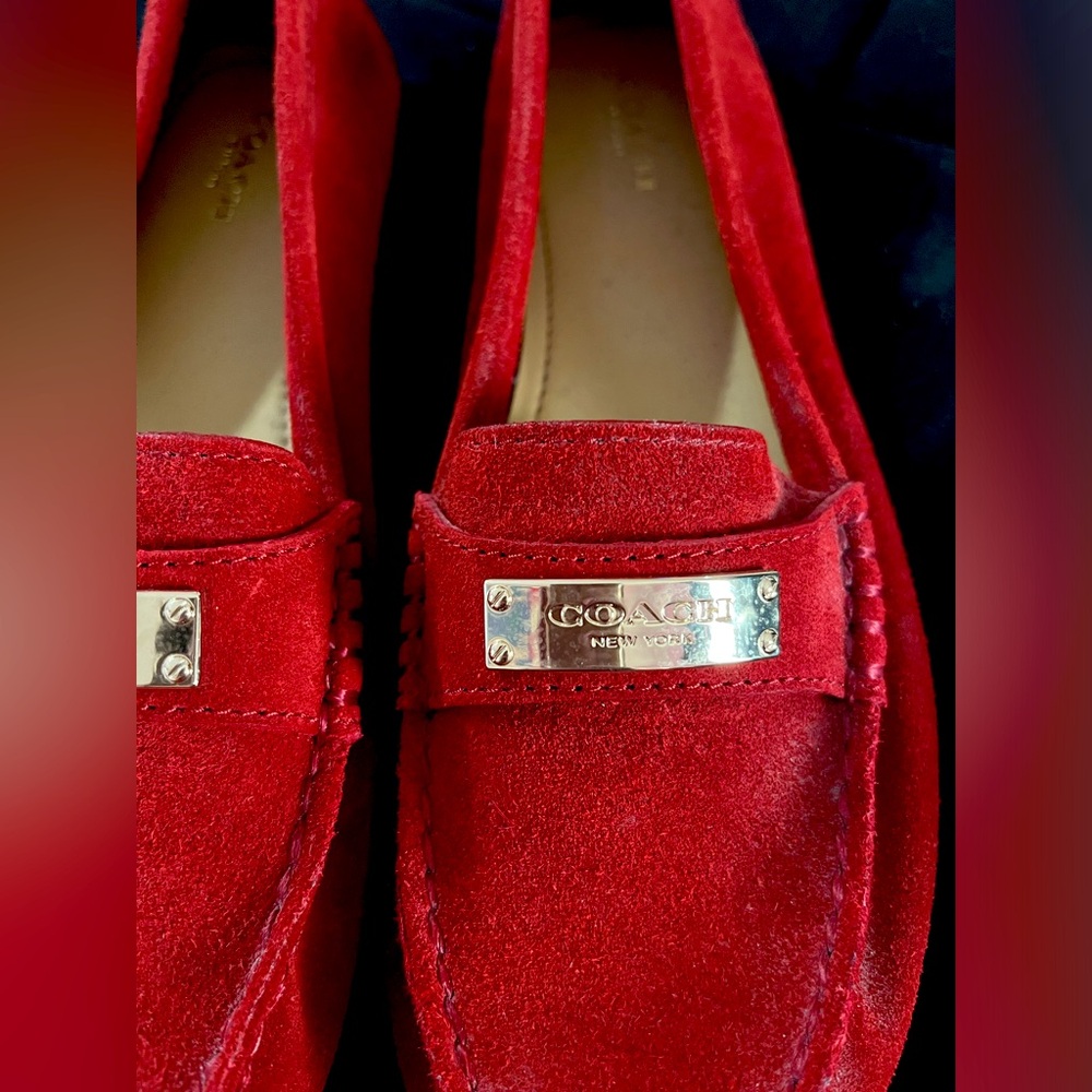 NWT Coach | Ruby Red Suede Coach Loafers